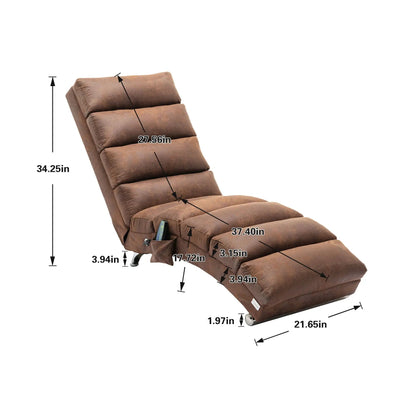 Massage Chaise Lounge indoor remote control brown upholstery ergonomic electric recliner on Tampa Home & Garden Store