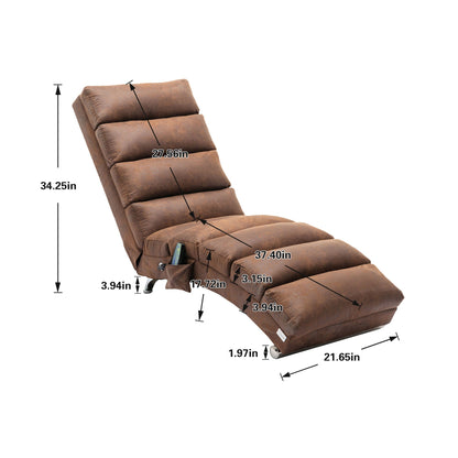 Massage Chaise Lounge Indoor With Remote Control brown upholstery remote pocket on Tampa Home & Garden Store