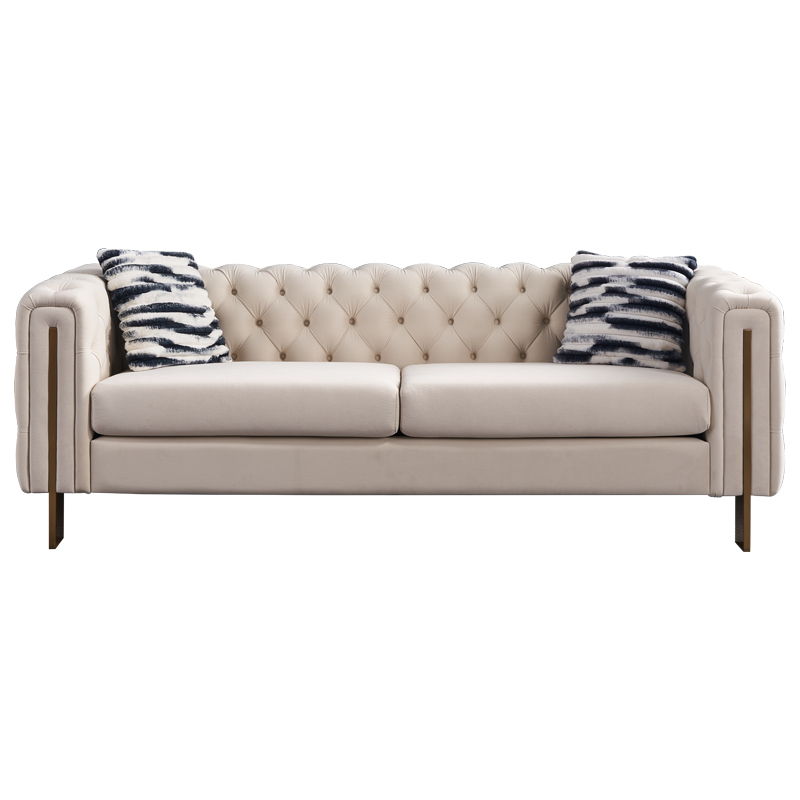 Modern Chesterfield Tufted Sofa and Metal Legs