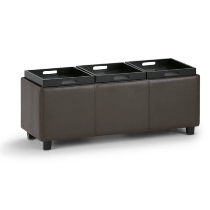 Avalon Upholstered Storage Ottoman With Trays