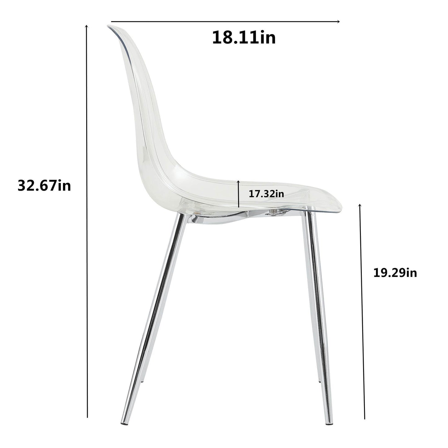 Transparent Modern Dining Chair HouseOfZazla, acrylic seat, chrome legs, 6-piece set on Tampa Home & Garden Store