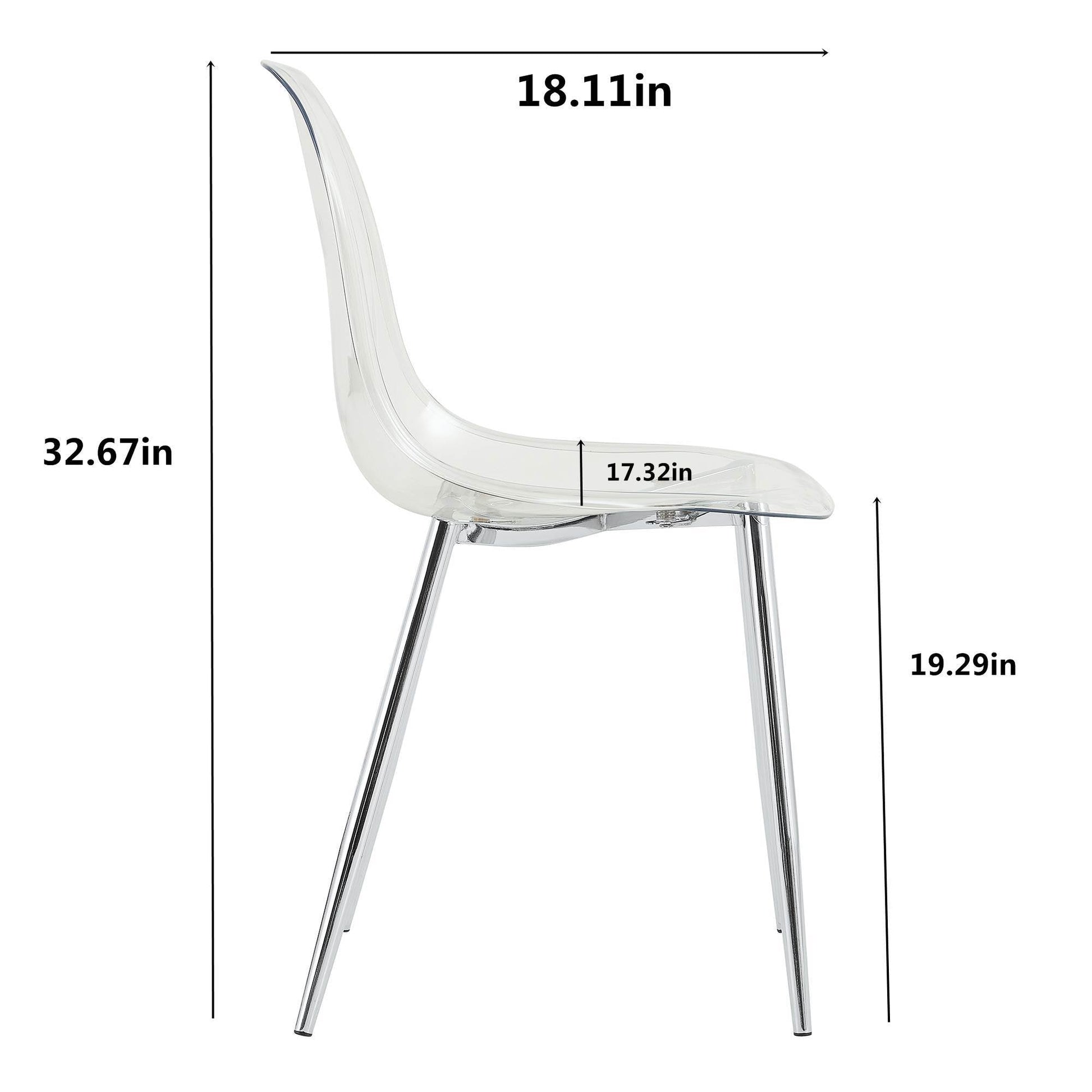 Transparent Modern Dining Chair HouseOfZazla, acrylic seat, chrome legs, 6-piece set on Tampa Home & Garden Store