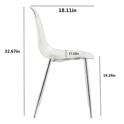 Transparent Modern Dining Chair HouseOfZazla, acrylic seat, chrome legs, 6-piece set on Tampa Home & Garden Store
