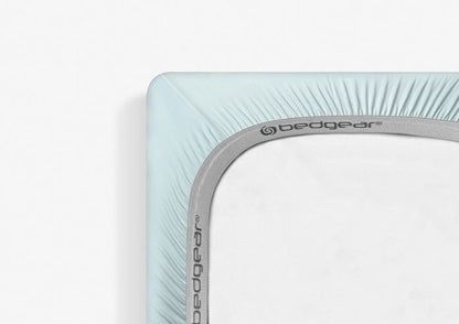 BedGear Dri-Tec crib sheet in light green with gray trim and BedGear logo on Tampa Home & Garden Store