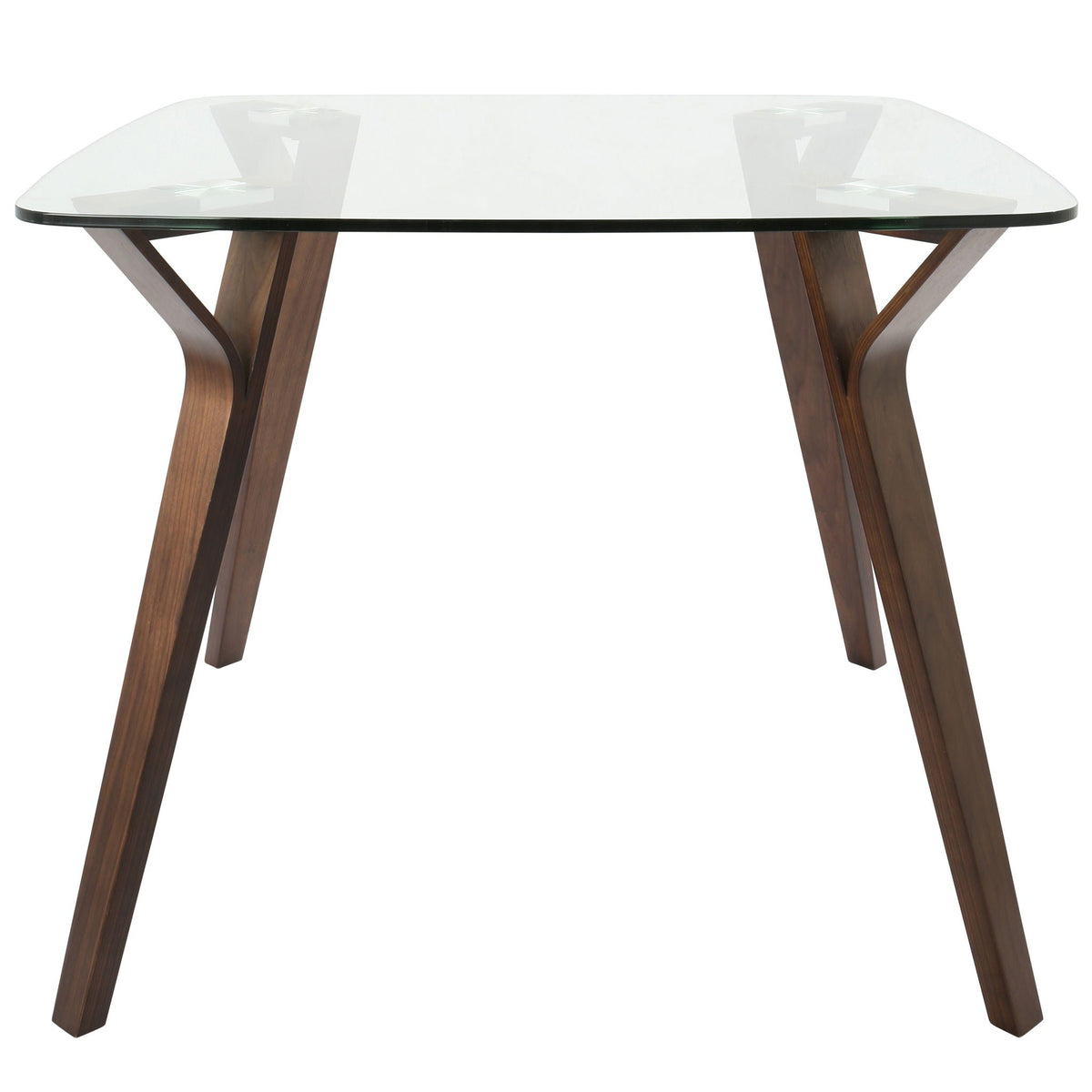 Mid century modern dinette table with glass top and sculptural wooden legs on Tampa Home & Garden Store