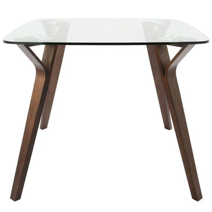 Mid century modern dinette table with glass top and sculptural wooden legs on Tampa Home & Garden Store