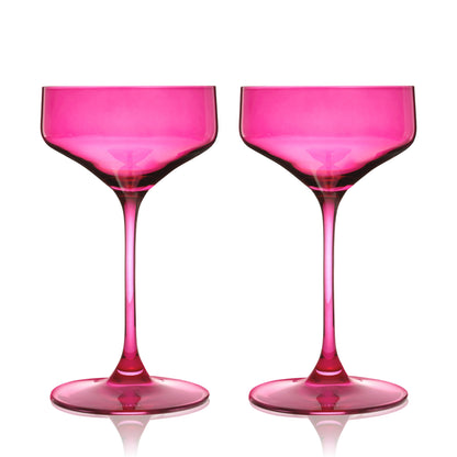 Nouveau Berry Crystal Coupe Cocktail Glasses