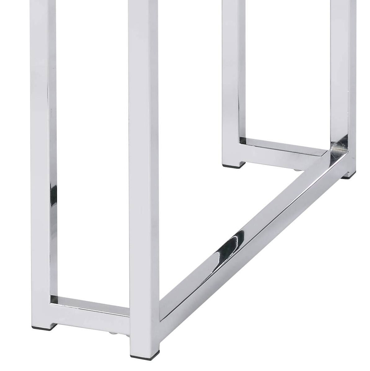 Chafik Table chrome metal base with square legs and lower crossbar, polished finish on Tampa Home & Garden Store