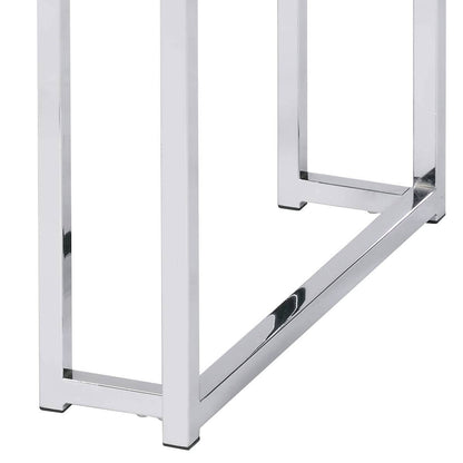 Chafik Table chrome metal base with square legs and lower crossbar, polished finish on Tampa Home & Garden Store