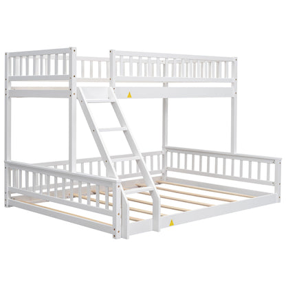 Bunk bed with ladder and guardrails by HouseOfZazla, white wood frame on Tampa Home & Garden Store
