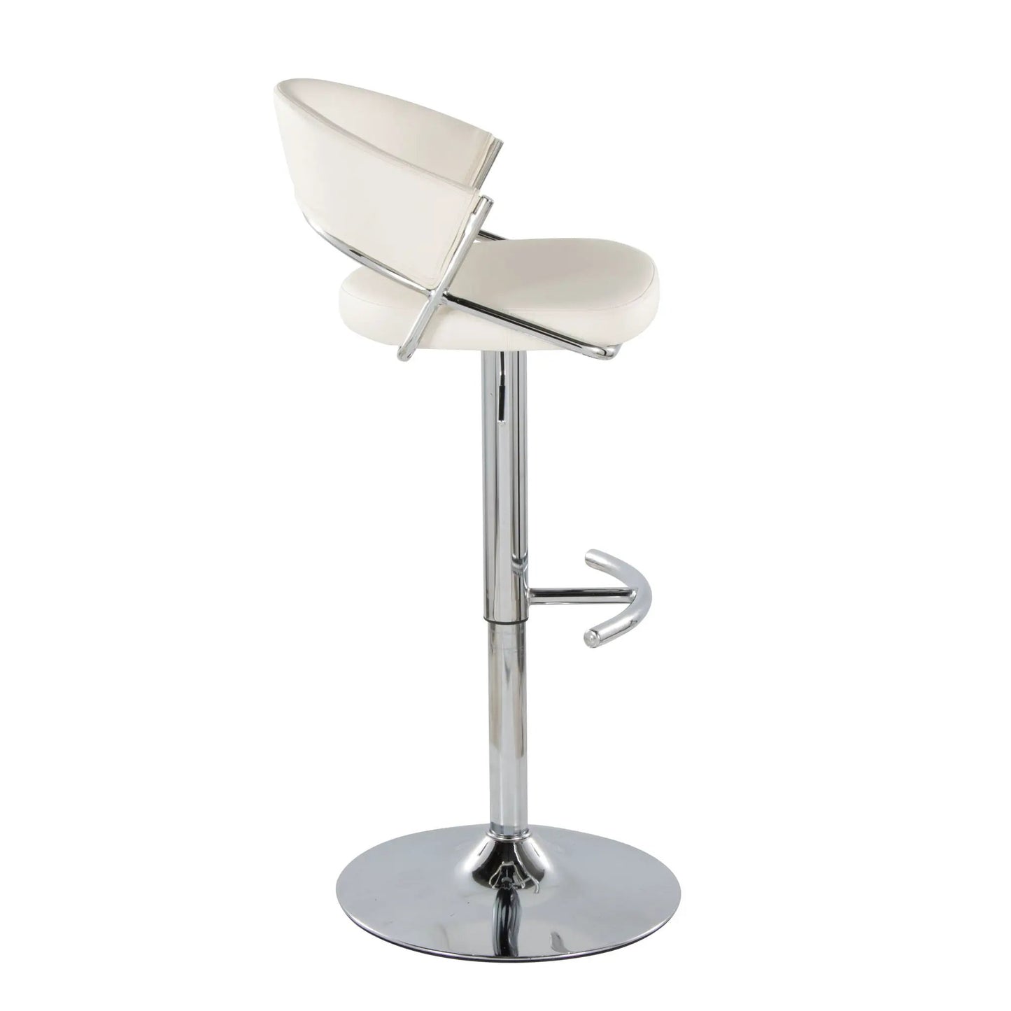 Jie contemporary adjustable barstool with swivel, white leather and chrome base, set of 2 on Tampa Home & Garden Store