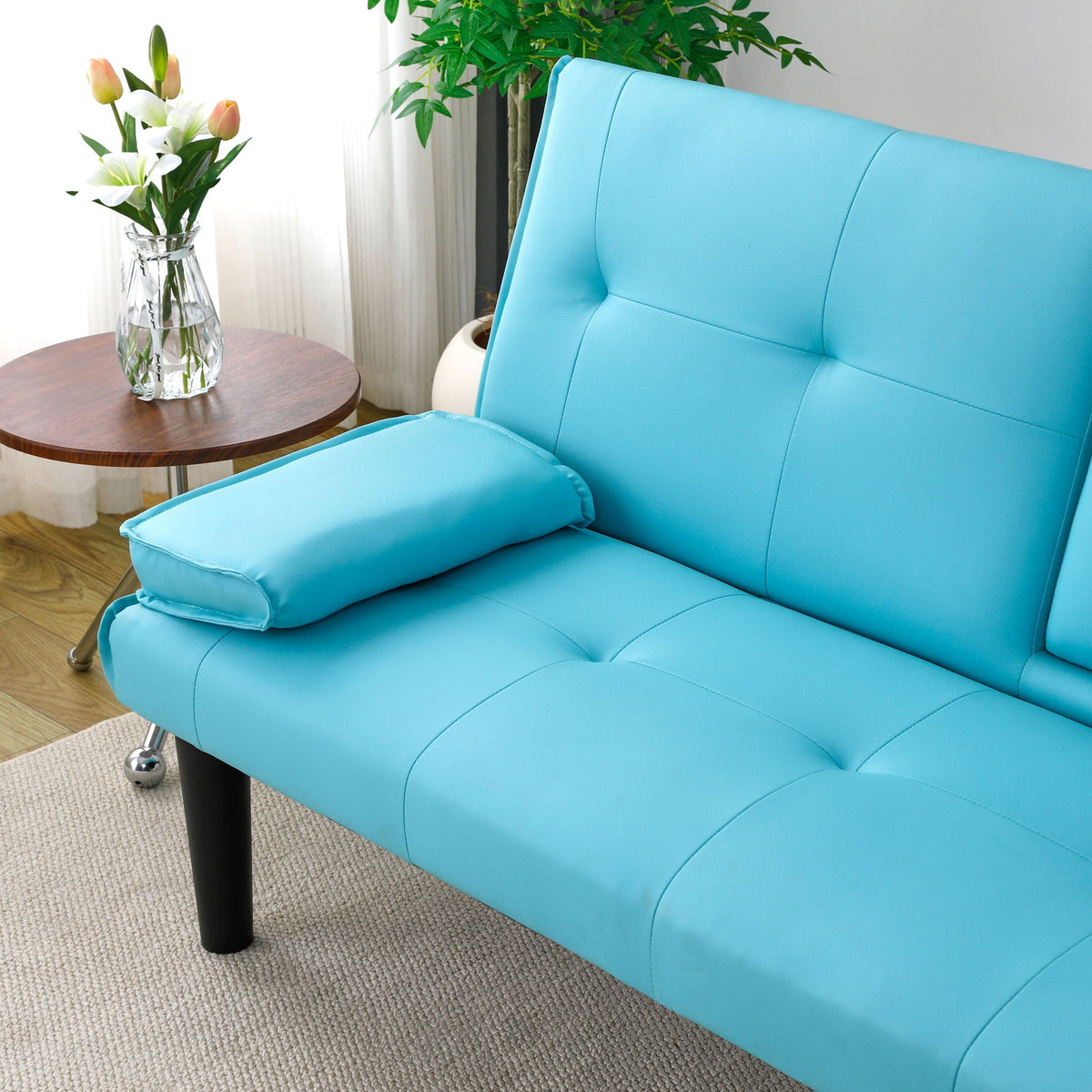 Compact Foldable Sofa Bed and Cup Holder