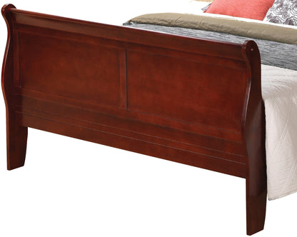 Panel Sleigh Bed HouseOfZazla, dark cherry wood finish with paneled footboard on Tampa Home & Garden Store