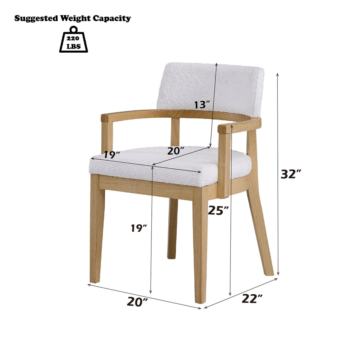 White side chair set of 2 with armrests on natural wood frame HouseOfZazla kids chairs on Tampa Home & Garden Store