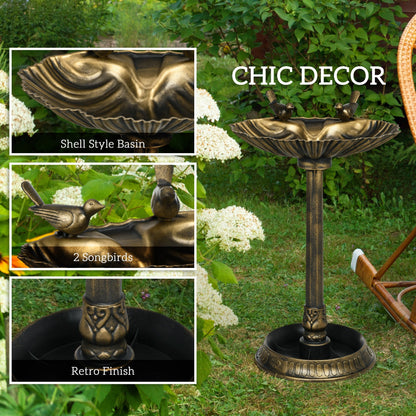 Outsunny antique bird bath with pedestal flower planter, bronze shell-style basin finish on Tampa Home & Garden Store