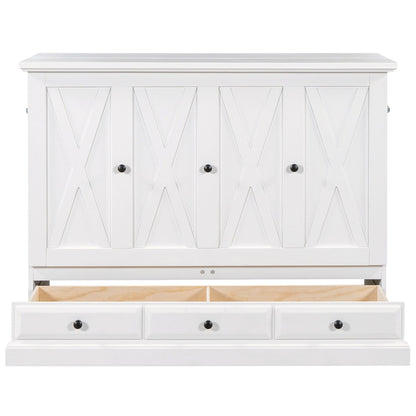 White pine Murphy cabinet with paneled doors and diagonal X motifs, storage drawer on Tampa Home & Garden Store