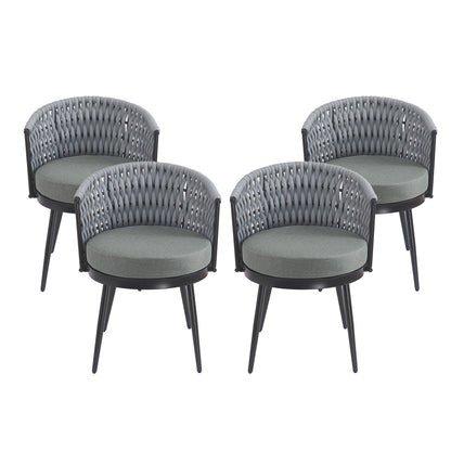 Outdoor dining chairs set of 4, HouseOfZazla gray woven wicker patio seating with cushions on Tampa Home & Garden Store