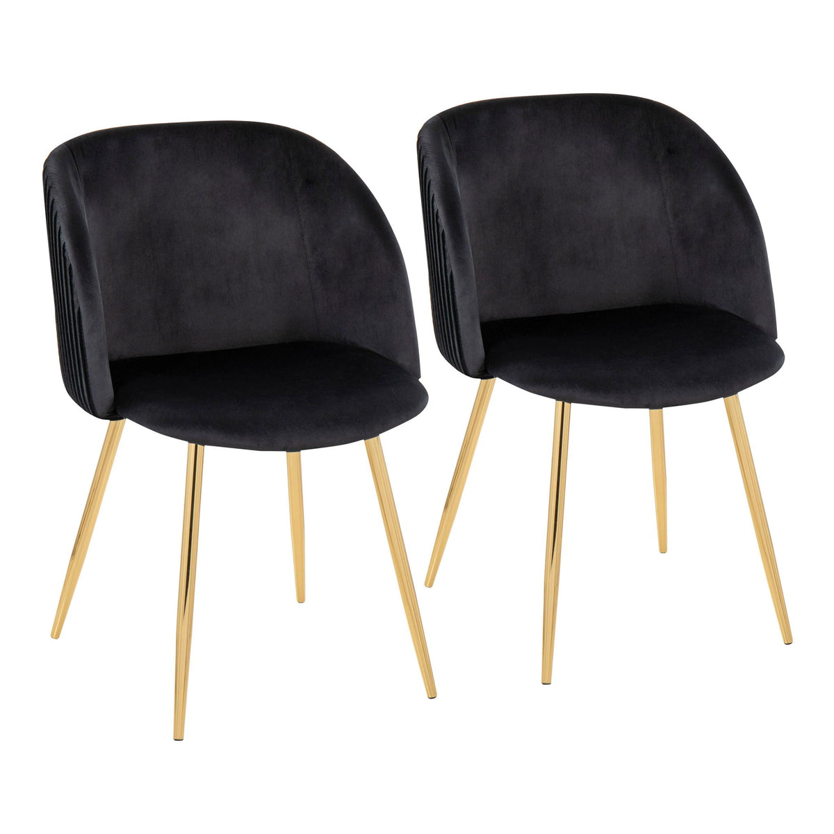 Pleated Waves Contemporary Chairs set of 2 by HouseOfZazla in black velvet with gold legs on Tampa Home & Garden Store
