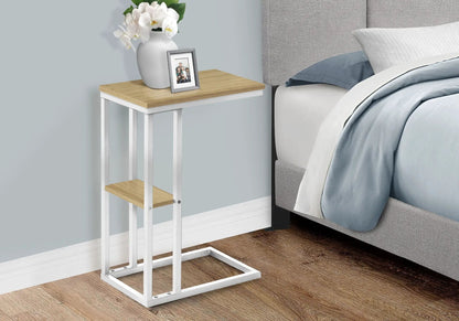 C Shaped Accent Table Marble Look and Modern