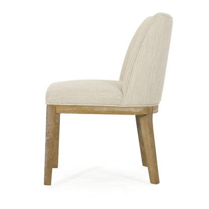 Modern dining chair set by HouseOfZazla, beige fabric upholstery and wooden frame on Tampa Home & Garden Store