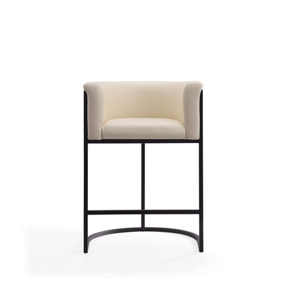 Cosmopolitan Stool cream seat with black metal frame, counter height 24–27, HouseOfZazla on Tampa Home & Garden Store