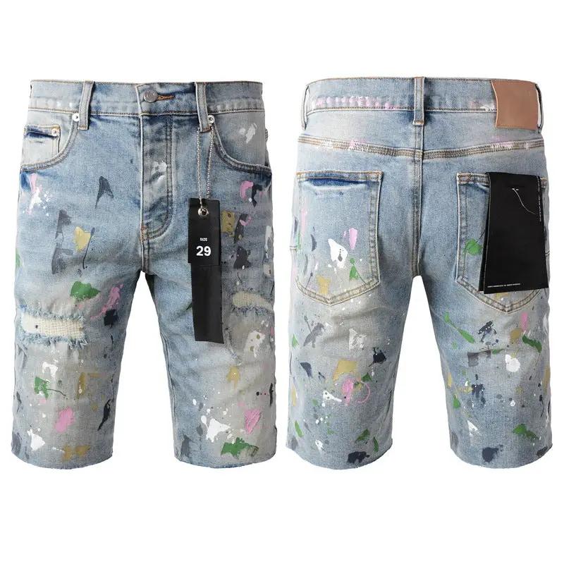 Personal Leisure Washed Light Color Denim Shorts with paint splatter FLIPSTYLEZLLC on Tampa Home & Garden Store