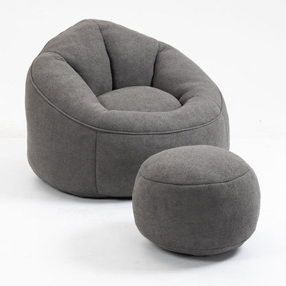 Cozy Bean Bag Chair With Foam and Footrest