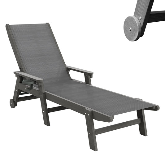 Outdoor lounge chair HDPE chaise lounge with wheels and adjustable recline on Tampa Home & Garden Store