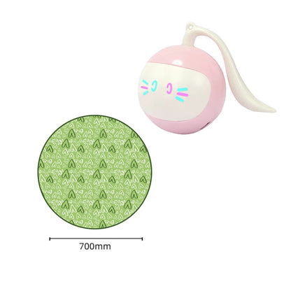 Automatic motion cat ball toy pink with neon whiskers; 2-piece set green patterned disk on Tampa Home & Garden Store