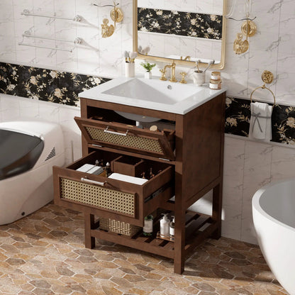 Modern Vanity With Integrated Sink and Cabinet