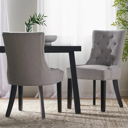 Contemporary Cheney dining chair set in tufted gray fabric with black legs by HouseOfZazla on Tampa Home & Garden Store