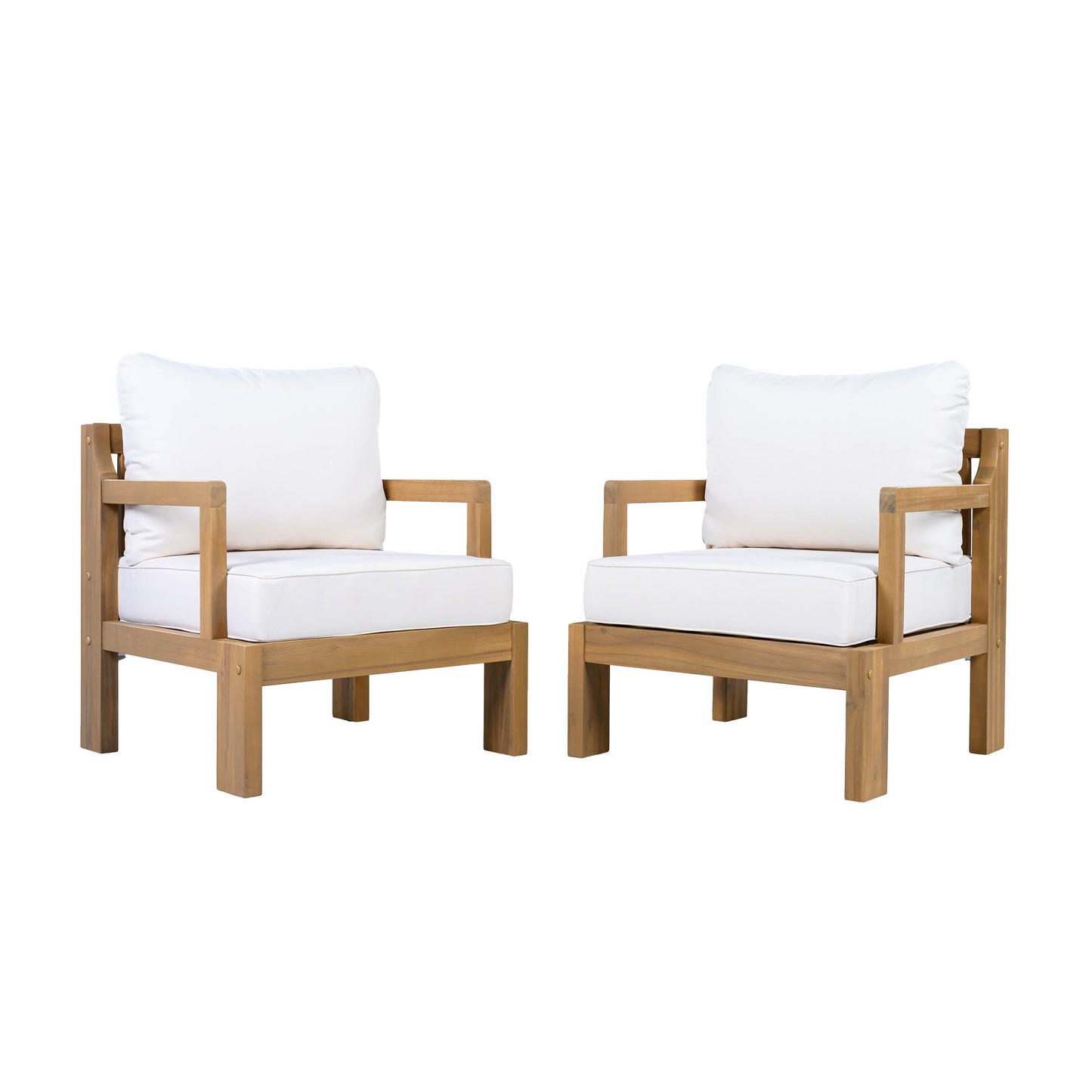 Outdoor Acacia Wood Patio Chairs Set of Two