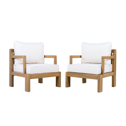 Outdoor Acacia Wood Patio Chairs Set of Two