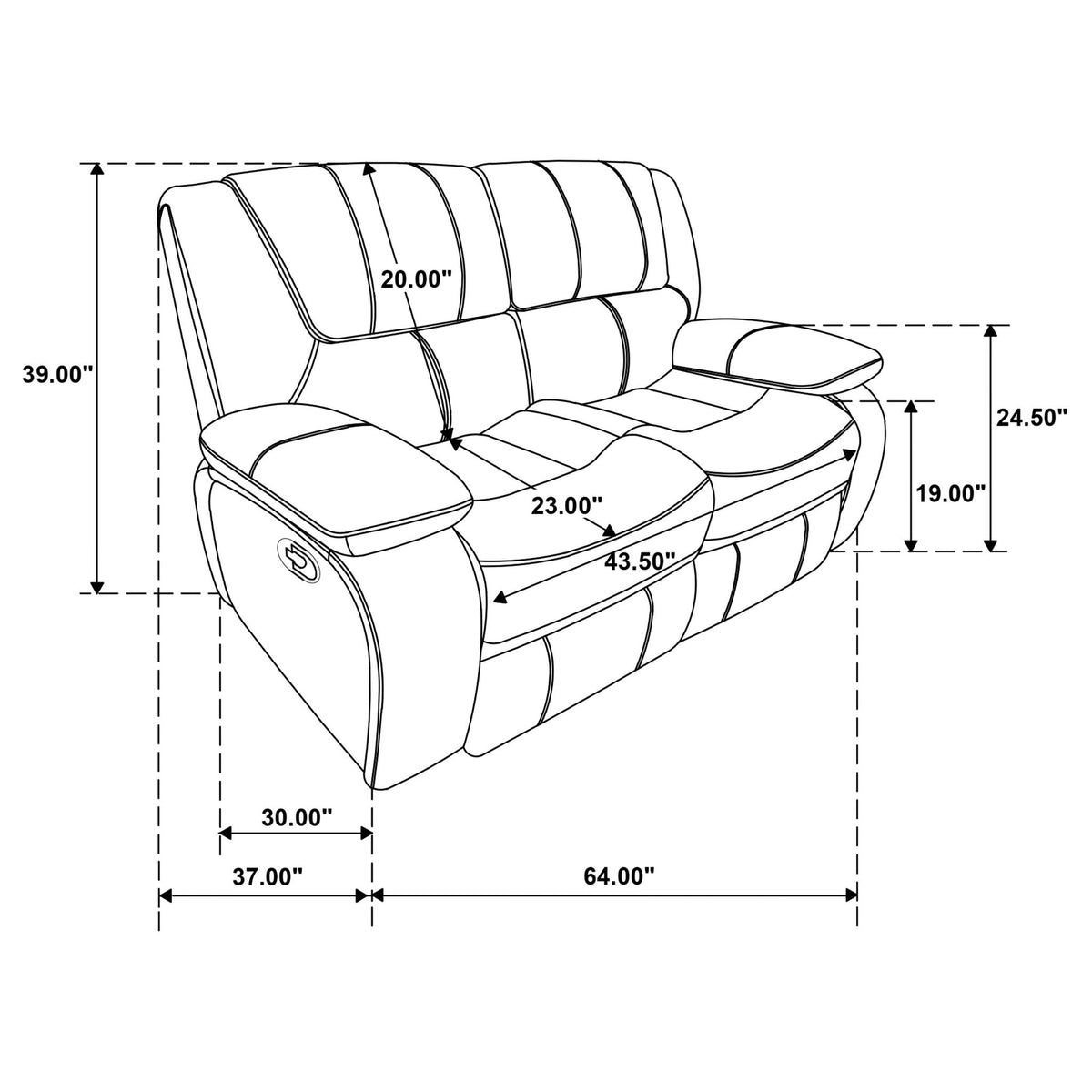 Elodie Manual Reclining Sofa with Pillow Arms