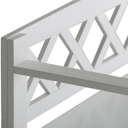 Amherst solid wood entryway storage bench in white with lattice back on Tampa Home & Garden Store