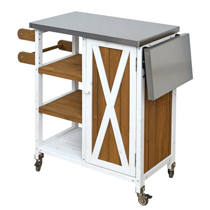 HouseOfZazla foldable outdoor kitchen island prep station with stainless top and white frame on Tampa Home & Garden Store