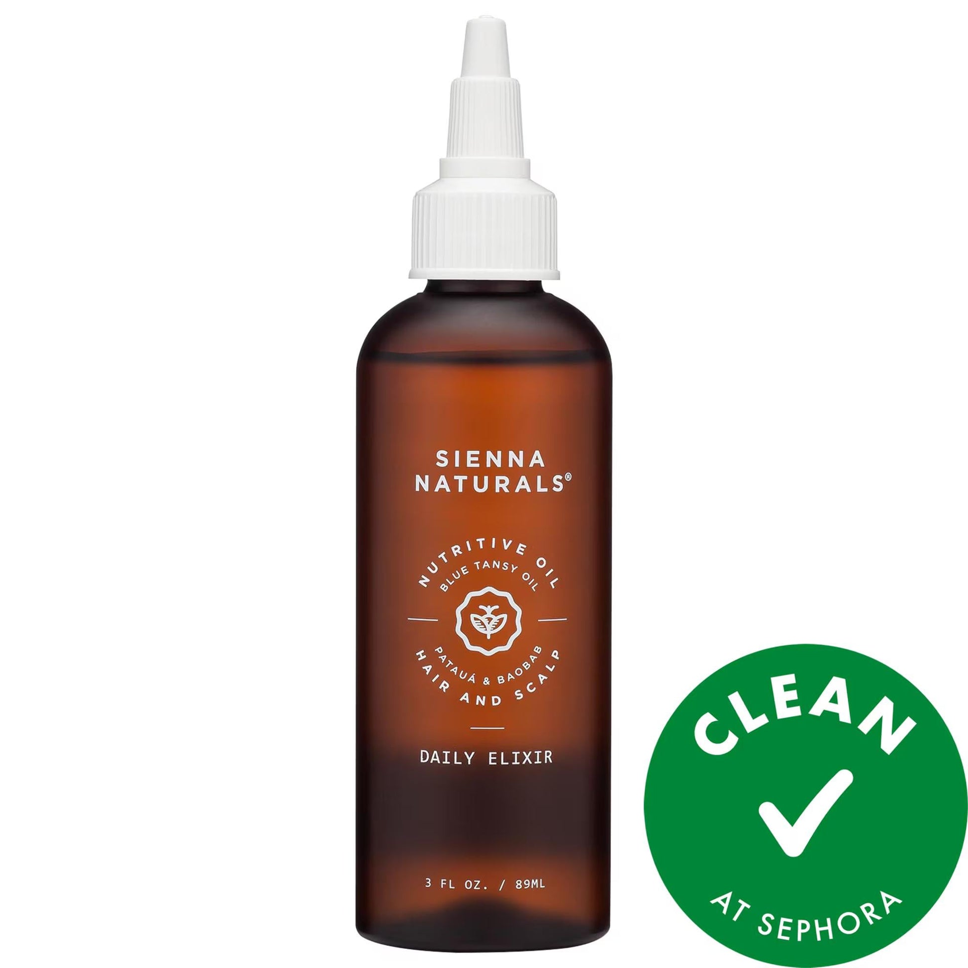 Sienna Naturals Daily Elixir Scalp Treatment Oil in a brown glass bottle with white dropper on Tampa Home & Garden Store
