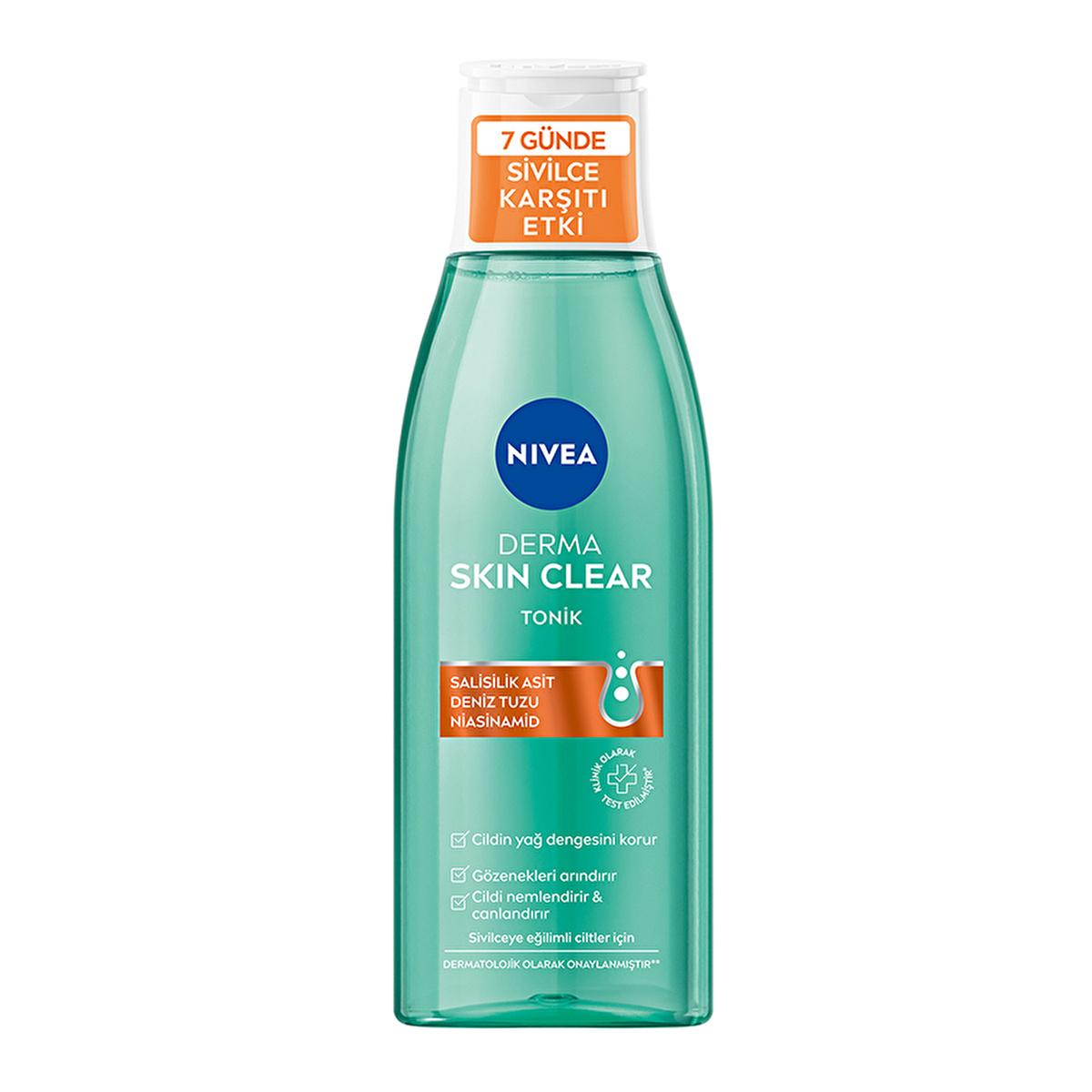 Derma Skin Clear Tonik bottle by NIVEA in turquoise with white cap and orange neck label on Tampa Home & Garden Store