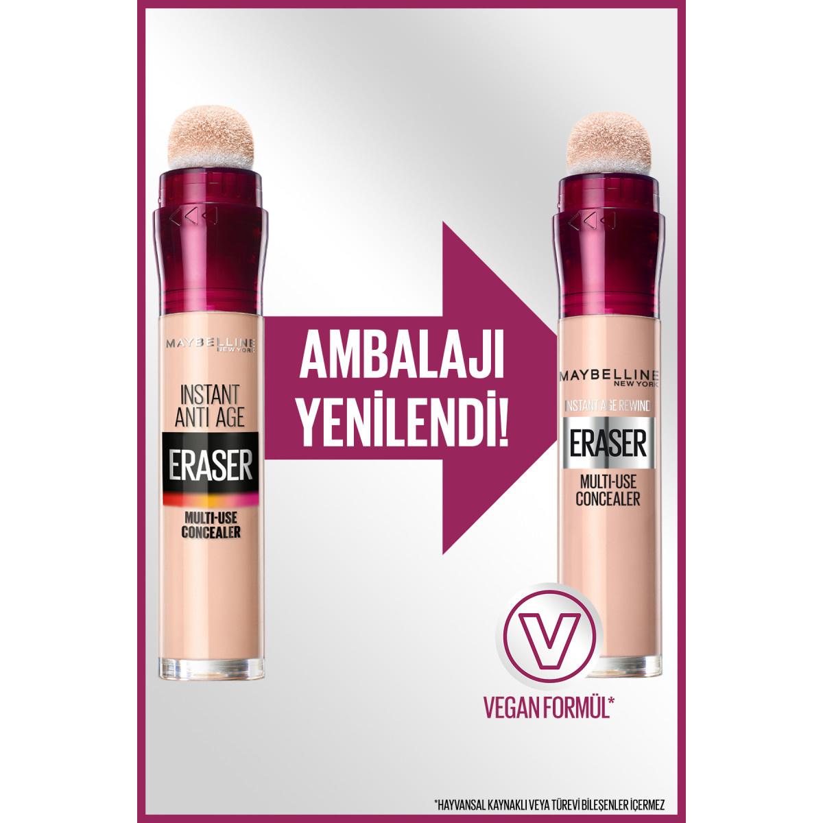 Maybelline Instant Anti Age Eraser Concealer two-tube beige shade vegan formula badge on Tampa Home & Garden Store