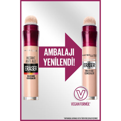 Maybelline Instant Anti Age Eraser Concealer two-tube beige shade vegan formula badge on Tampa Home & Garden Store