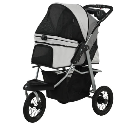 Compact All-Terrain Pet Stroller Furr Baby Gifts gray mesh canopy and storage basket on Tampa Home & Garden Store