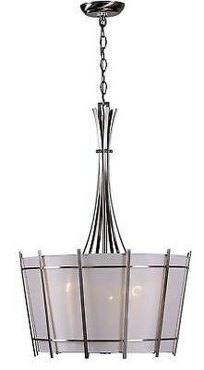 Fensu 3-Light Pendant with shade chrome metal frame and frosted glass panels on Tampa Home & Garden Store