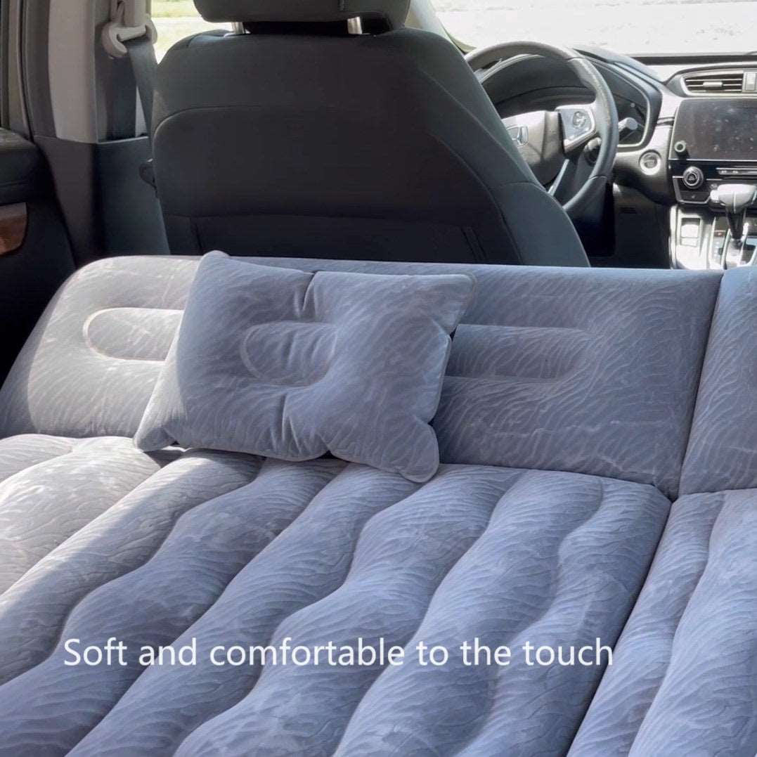 Umbrauto SUV air mattress gray laid across back seats with pillows for car camping on Tampa Home & Garden Store