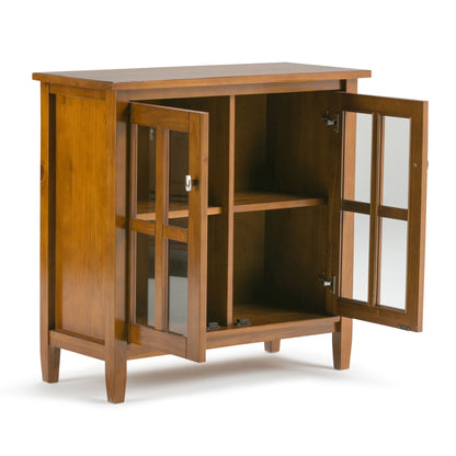 Warm Shaker low storage cabinet with glass doors in walnut finish by HouseOfZazla accent cabinet on Tampa Home & Garden Store