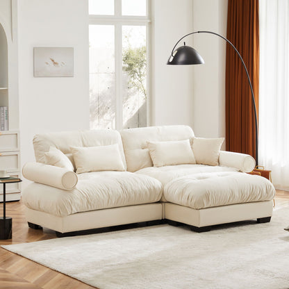 Super Comfort Oversized Modular Sectional Sofa With Movable Ottoman ivory fabric 2-piece set on Tampa Home & Garden Store