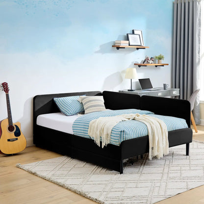 Upholstered Bed Frame With Drawers and Sofa Bed
