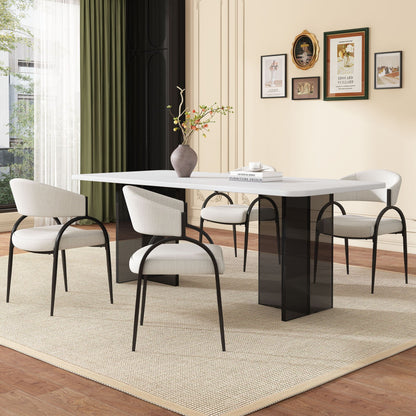 Contemporary Upholstered Dining Chairs With Metal Legs set of 2 in light gray fabric with black metal legs on Tampa Home & Garden Store