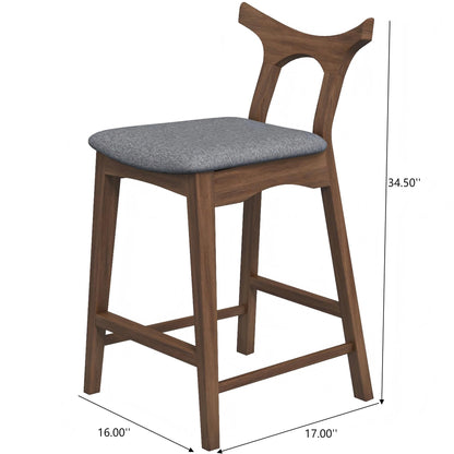 Upholstered square bar chair set with solid wood frame, dark gray cushion, HouseOfZazla on Tampa Home & Garden Store