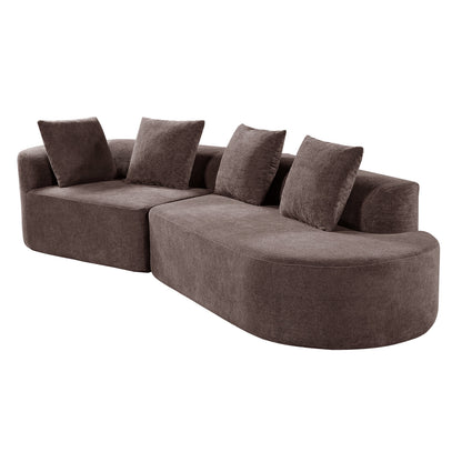 116-inch modern curved sectional sofa with high-density foam, brown fabric HouseOfZazla on Tampa Home & Garden Store