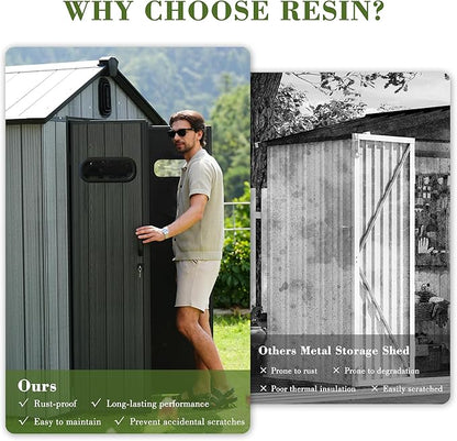 Outdoor Resin And Glass Storage Shed For Patio